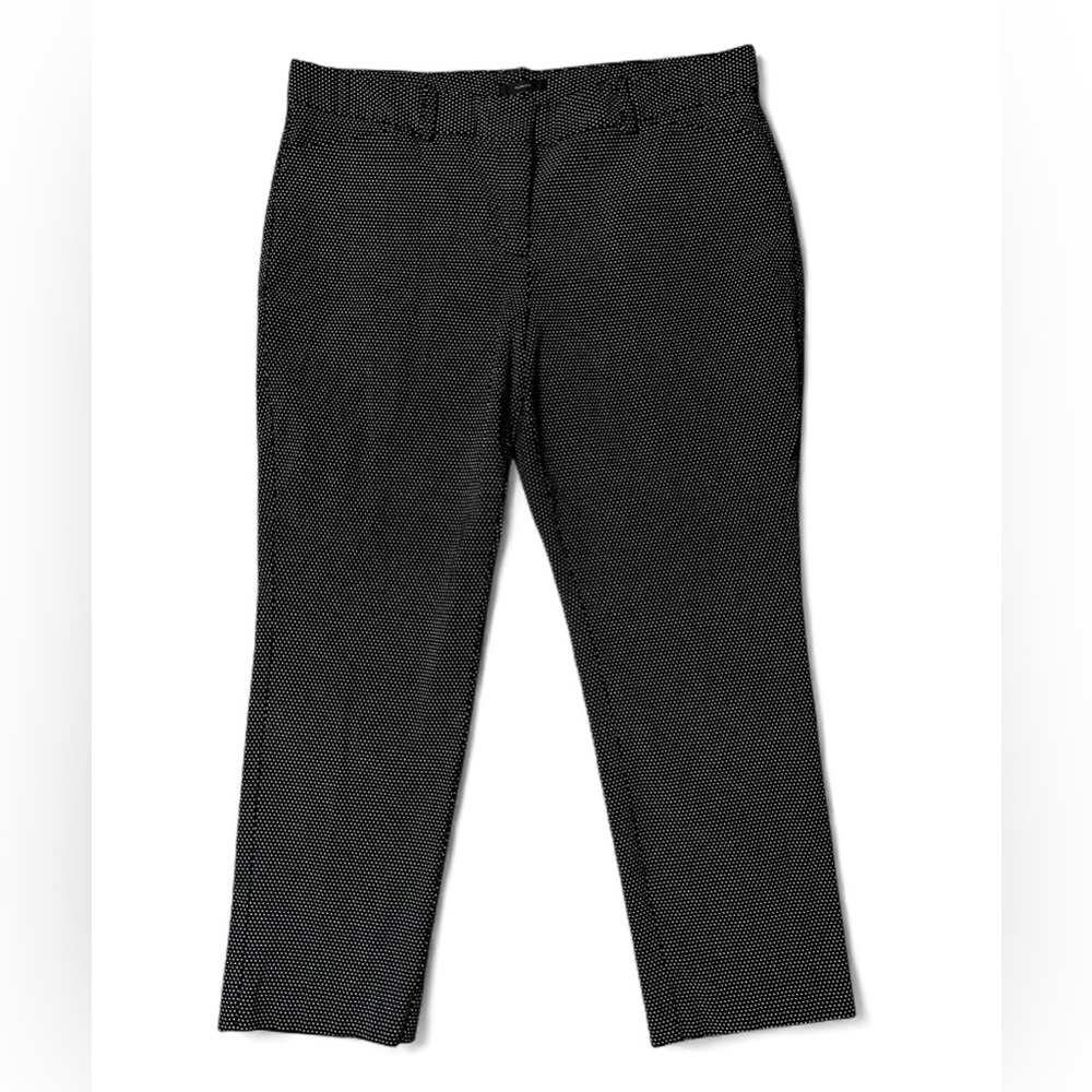 Worthington Black w/White Polka Dots Ankle Pant, Flat Front Straight Leg, Sz 12P